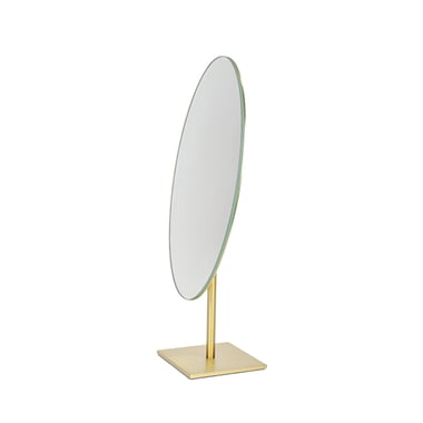 Oval Shaped Display Mirror - Brushed Gold
